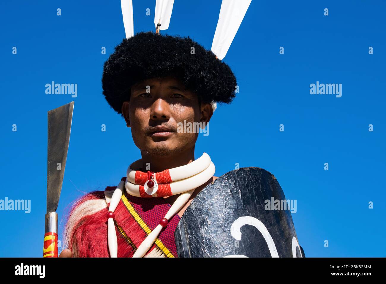 Naga warrior at Hornbill Festival Stock Photo