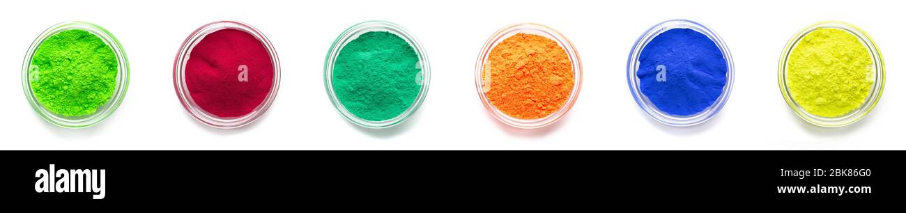 Organic colours powder for Hindu, top view Stock Photo
