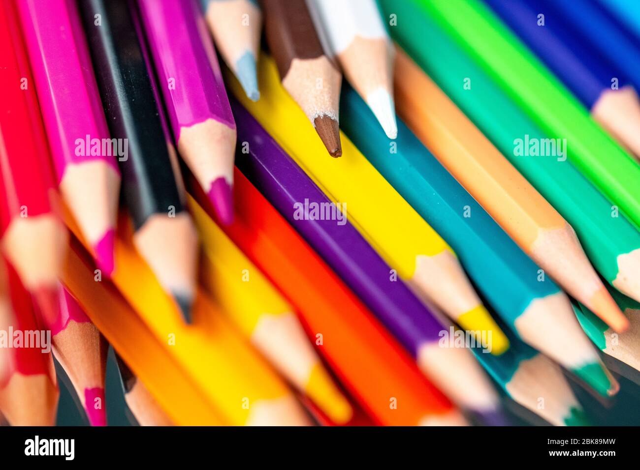 Many different colored pencils on white background Stock Photo Alamy