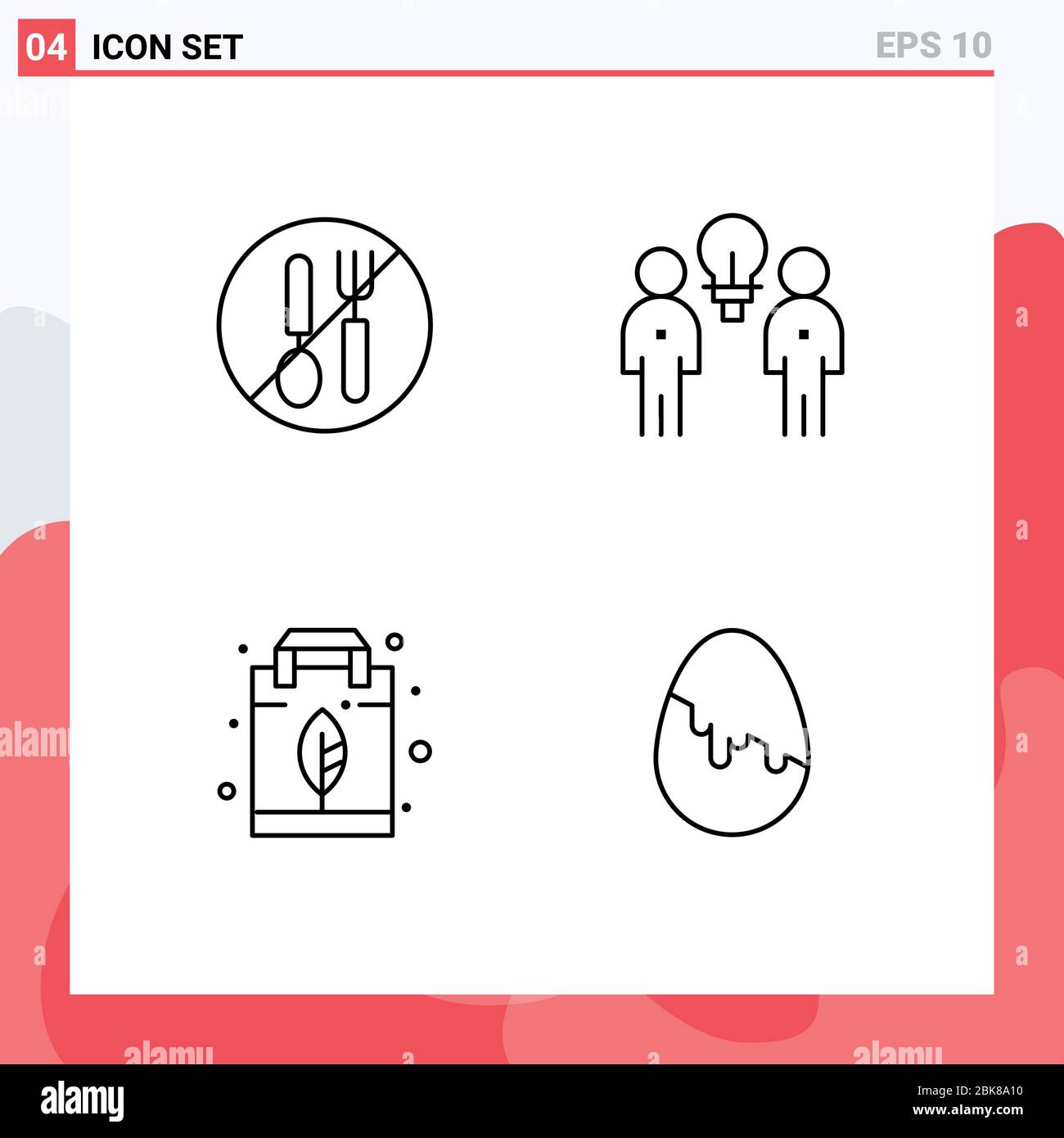 4 Universal Line Signs Symbols Of Food Teamwork Spoon Idea Leaf Editable Vector Design Elements Stock Vector Image Art Alamy