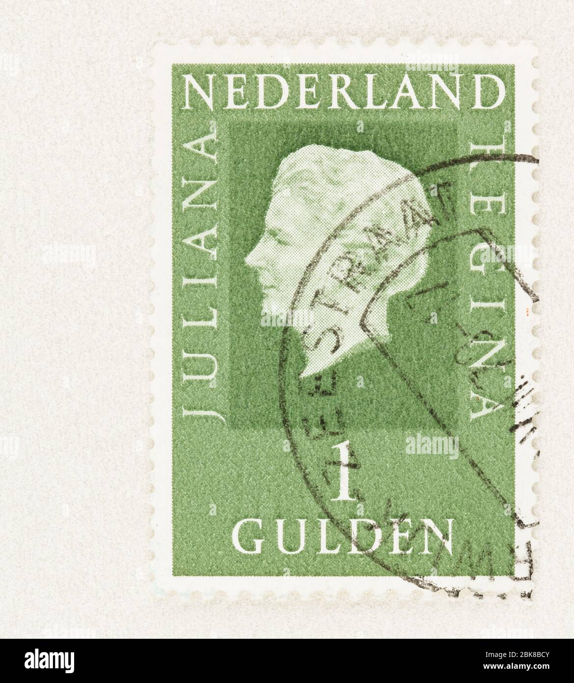 SEATTLE WASHINGTON - May 1, 2020: 1981 Green Regina stamp of Netherlands featuring Queen Juliana. Scott # 469 Stock Photo