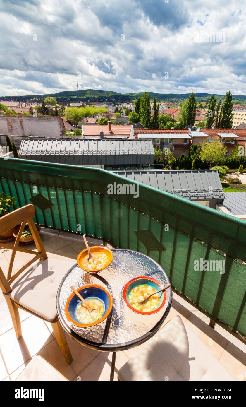 Lunch on balcony hi-res stock photography and images - Alamy