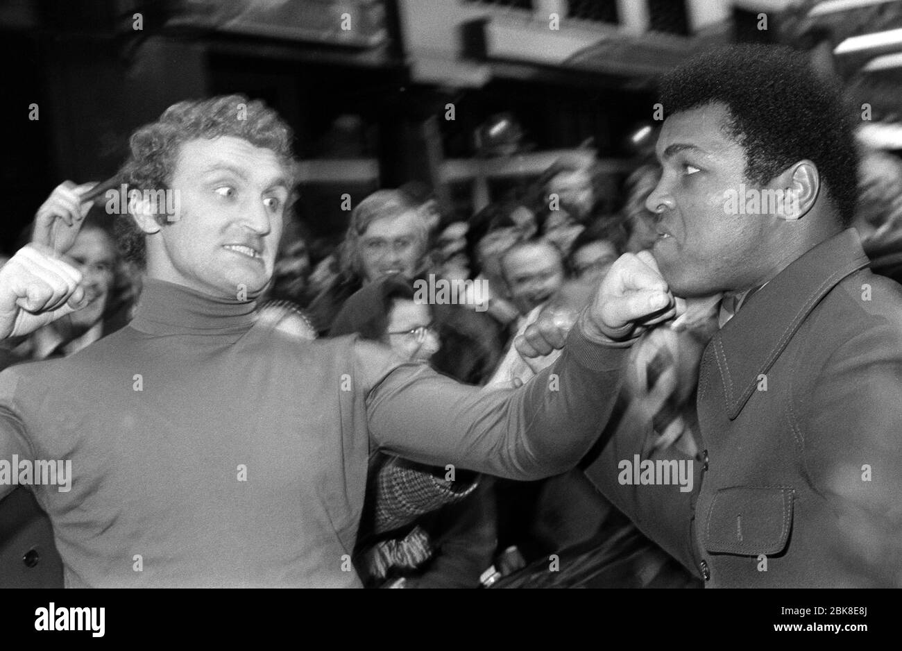 LONDON, UK. November 1974: Boxers Joe Bugner & Muhammad Ali in London
