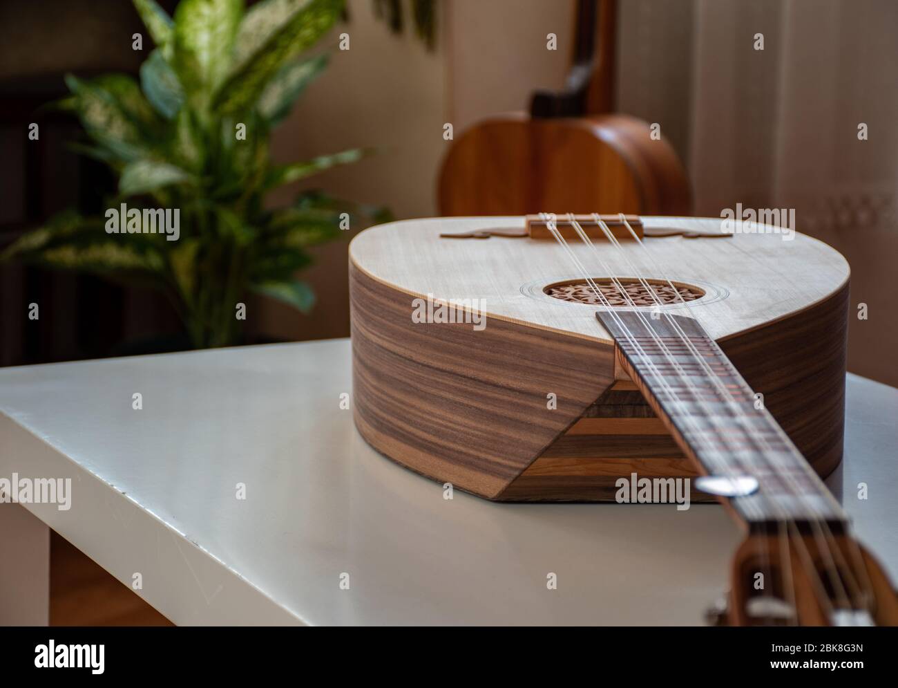 Mediterranean Lavta, an anatolian musical instrument on the table Stock ...