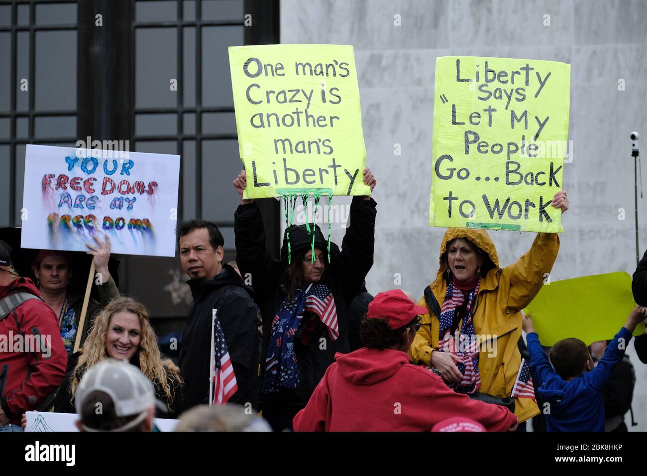 Reopen Protesters Salem, USA. 02nd May, 2020. Reopen protesters demonstrate at the ...
