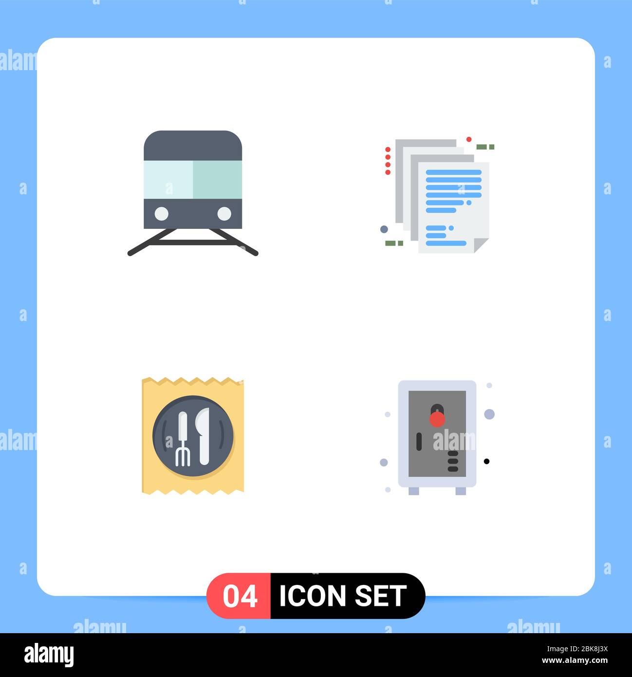 Universal Icon Symbols Group of 4 Modern Flat Icons of metro, paper, transportation, document, hotel Editable Vector Design Elements Stock Vector