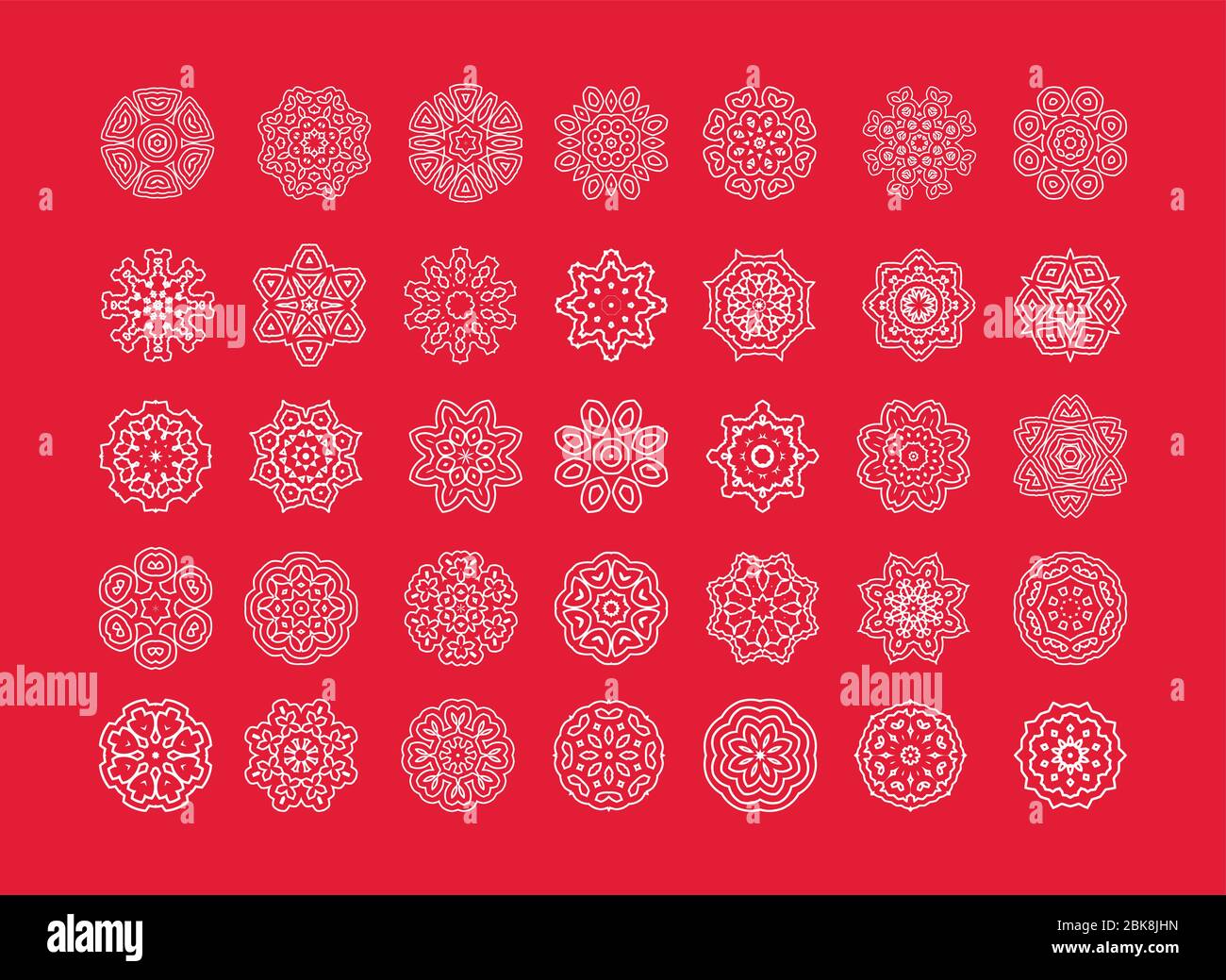 Set of Christmas white winter decorative snowflakes. Set of white ...