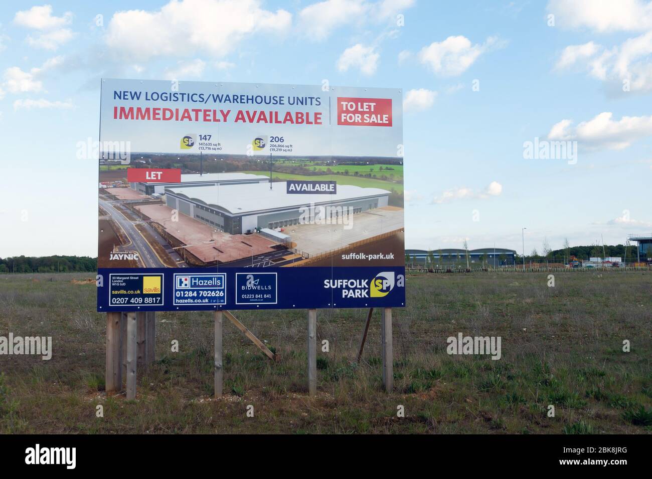 New industrial park under development near Bury St Edmunds, Suffolk, UK Stock Photo