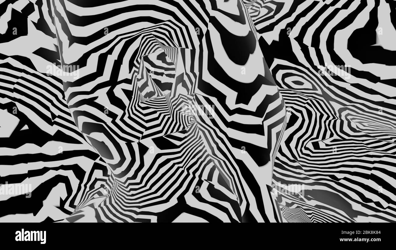 Black and White Zebra Pattern Computer Generated Abstract Background Stock Photo