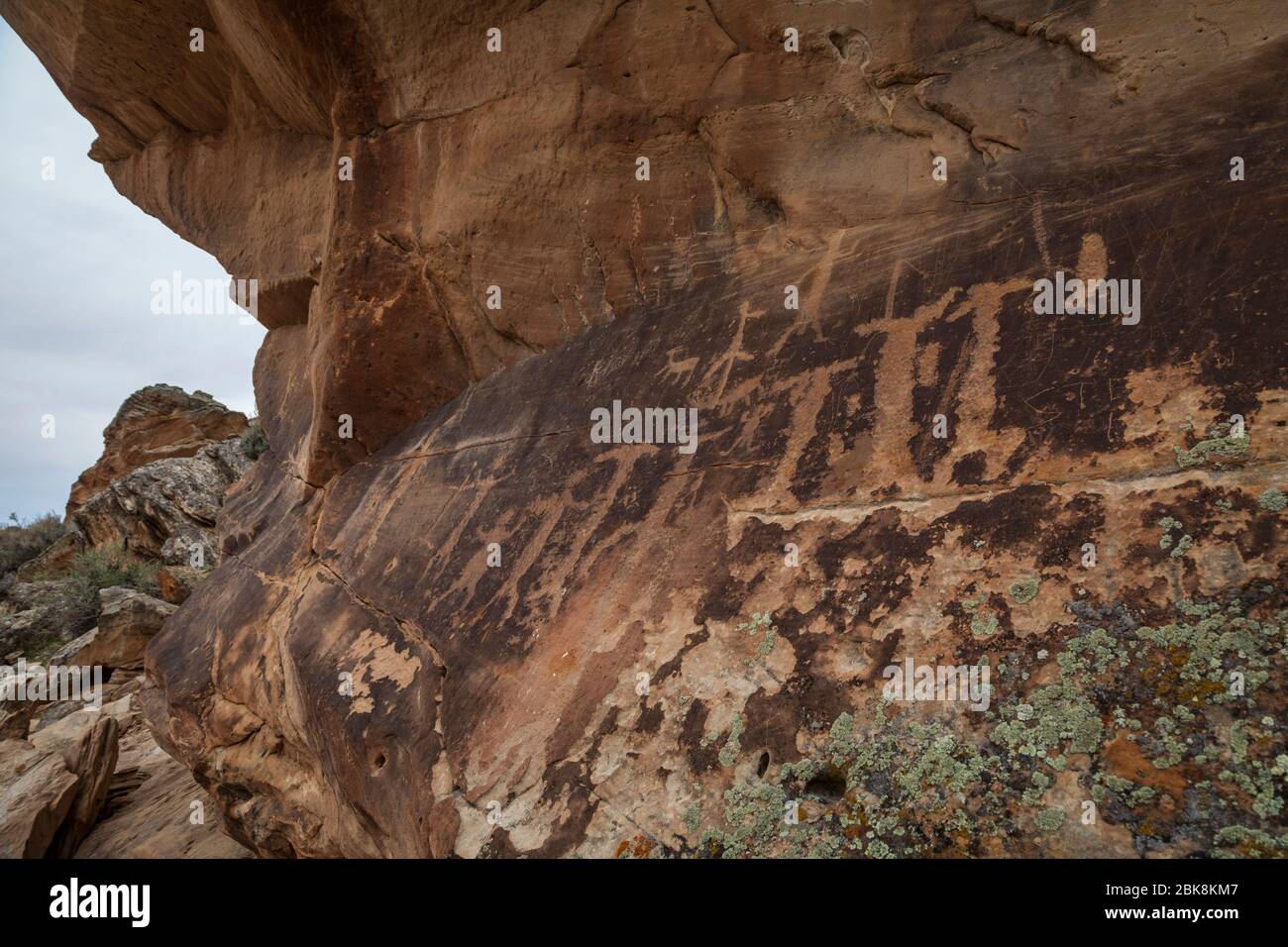 Petroglyphs in Petroglyph Canyon on the Montana/Wyoming Border Stock Photo
