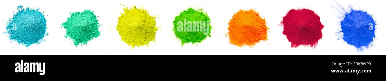 Variety of colors organic powder for Holy Stock Photo