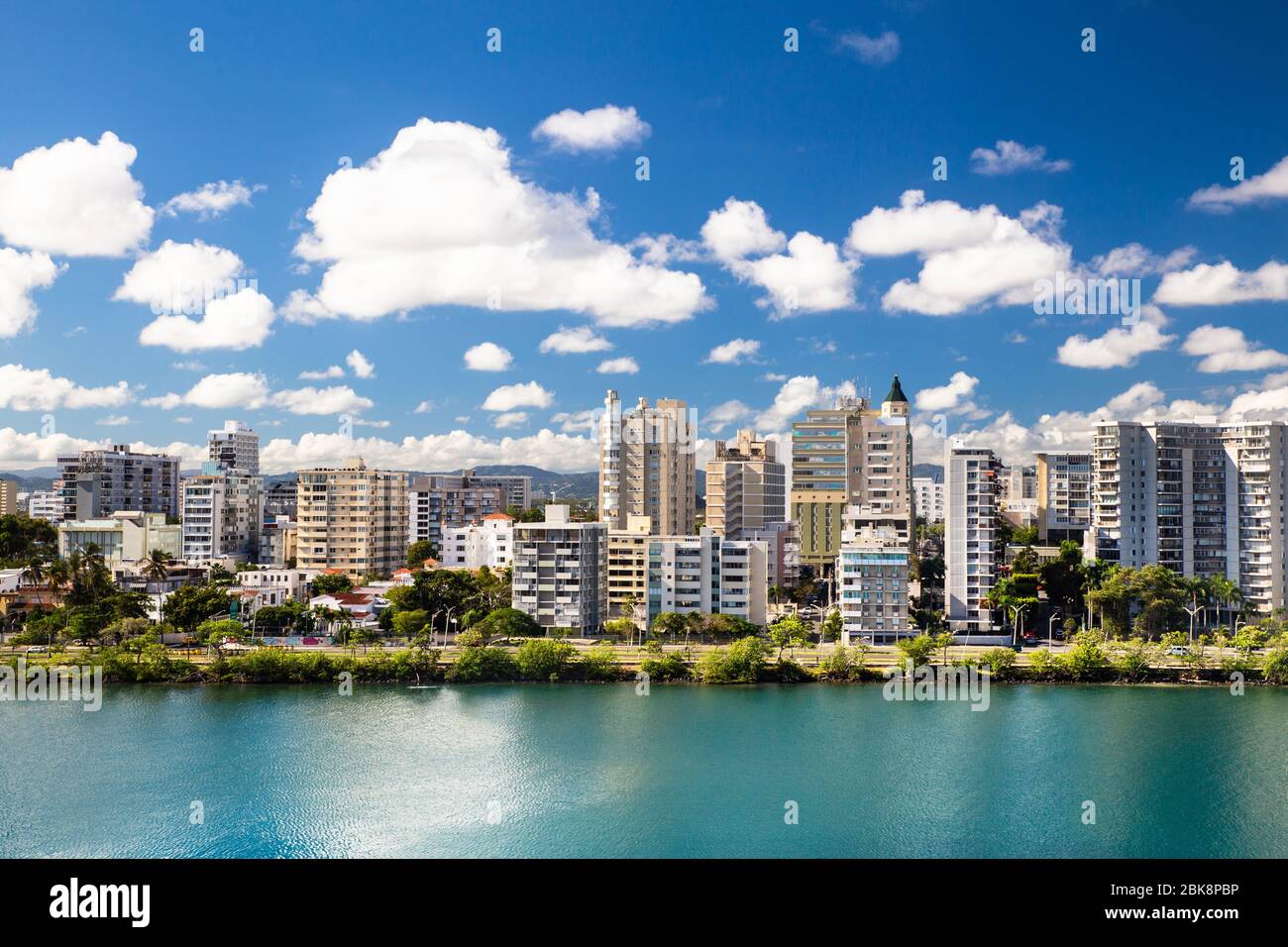 High-rise buildings from Condado Beach San Juan, Puerto Rico Stock Photo