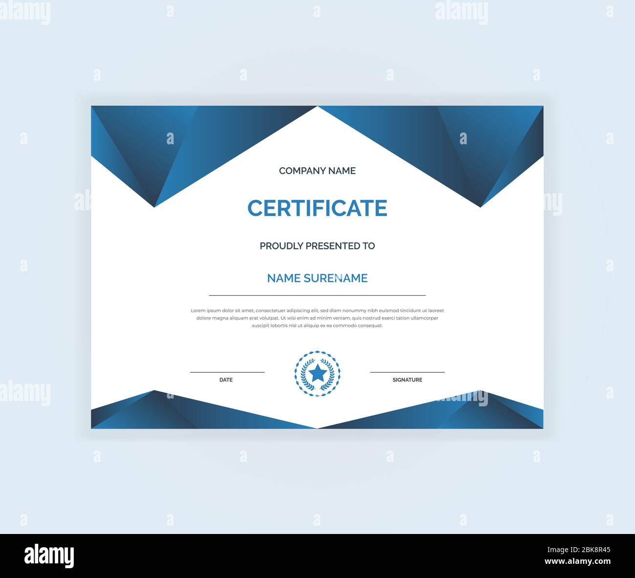 Certificate of appreciation template design with dark blue gradient ...