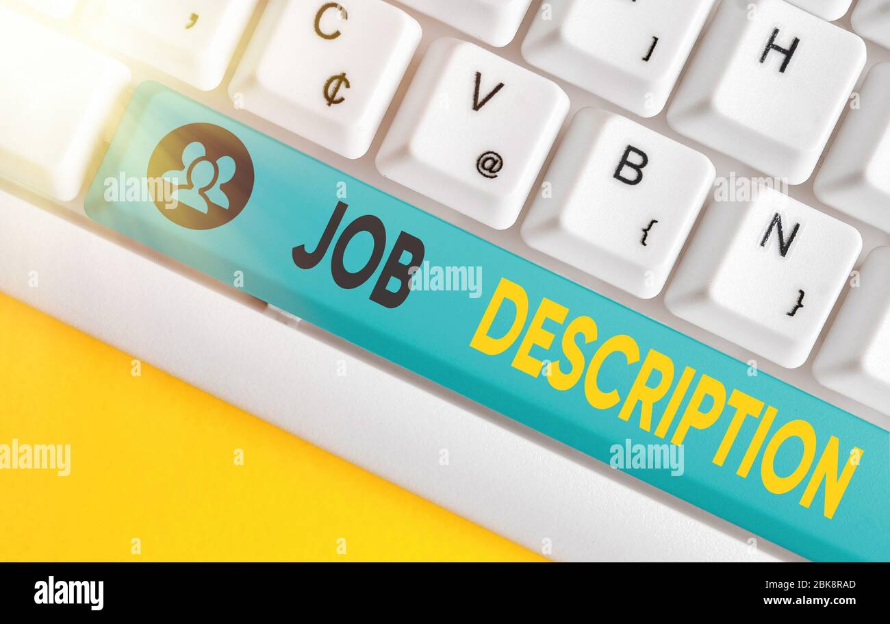 Word writing text Job Description. Business photo showcasing A document ...