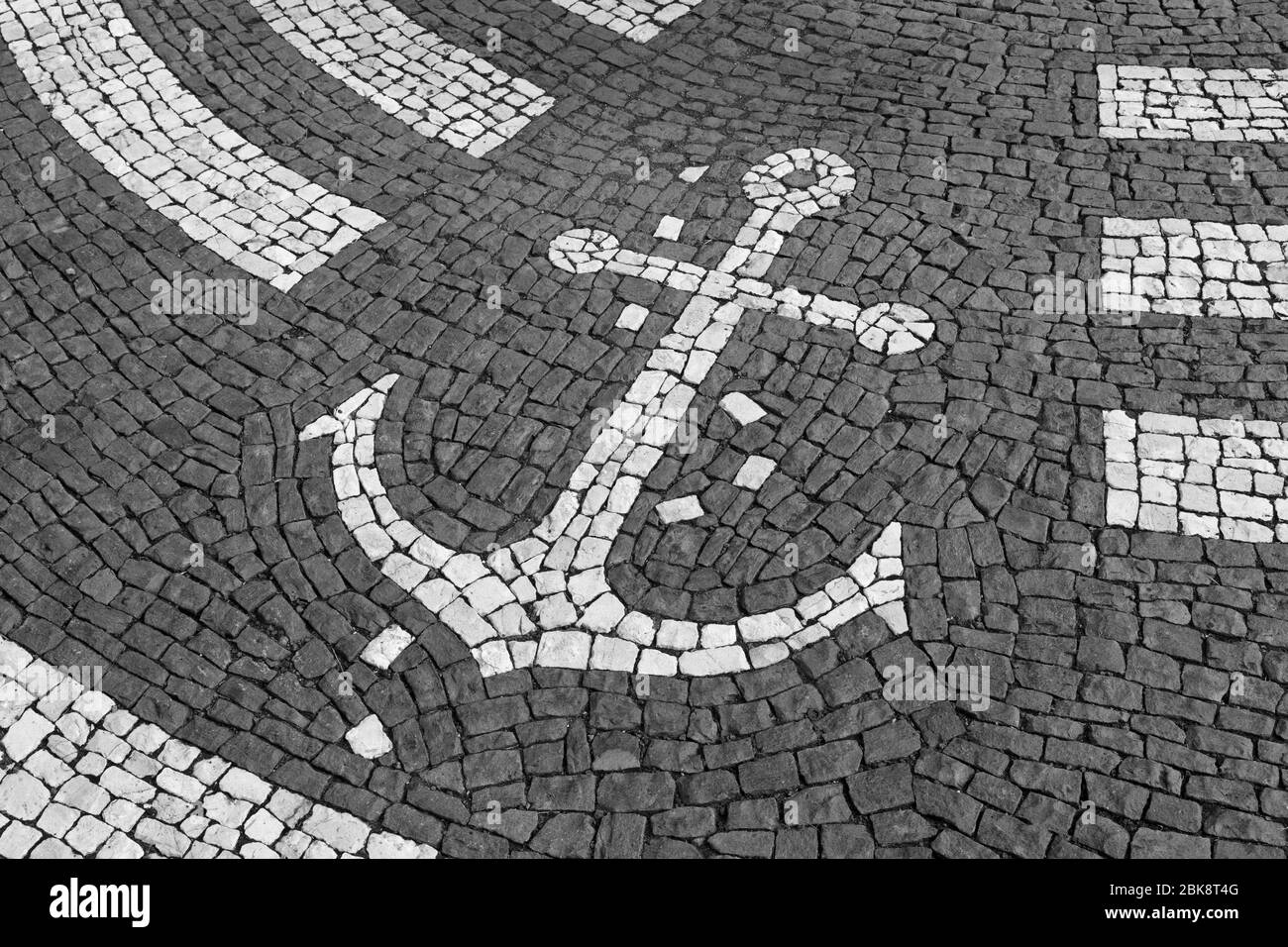 Stone mosaic on Street, Horta, Faial Island, Azores, Portugal, Europe Stock Photo