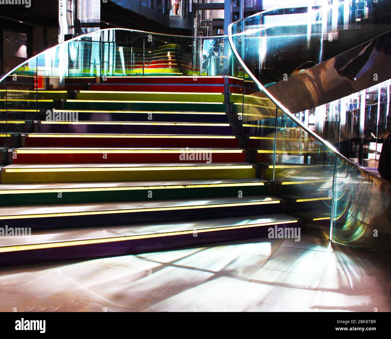 spirited plastic stairway leading up with colorful steps in london ...