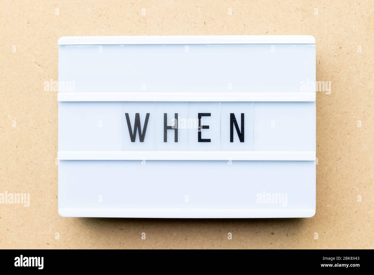 White lightbox with word when on wood background Stock Photo