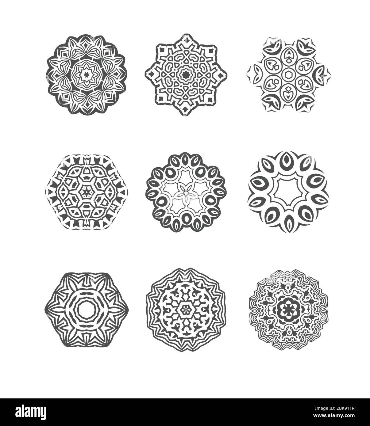 Round ornament set. Vintage decorative elements. Circular pattern of ...