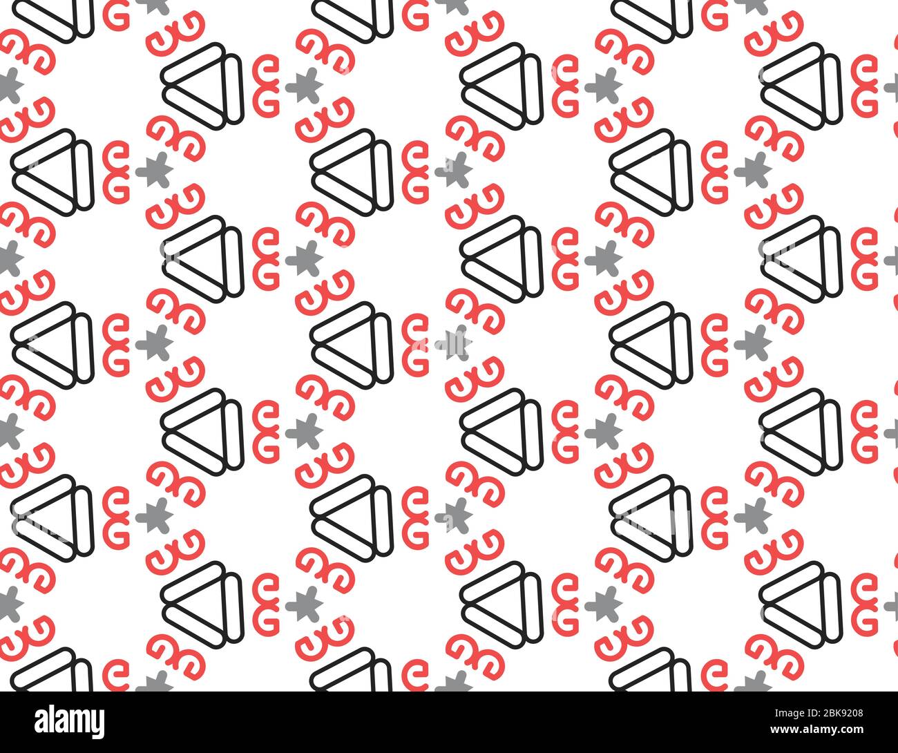 Seamless geometric pattern, texture or background vector in red, black
