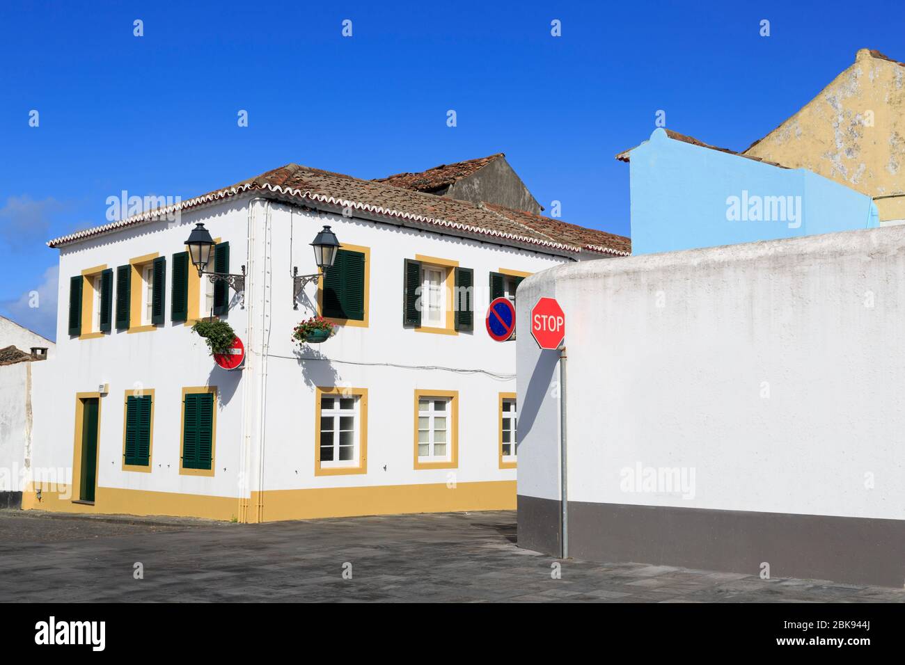 Architecture on Rua East Providence, Ribeira Grande, Sao Miguel Island, Azores, Portugal, Europe