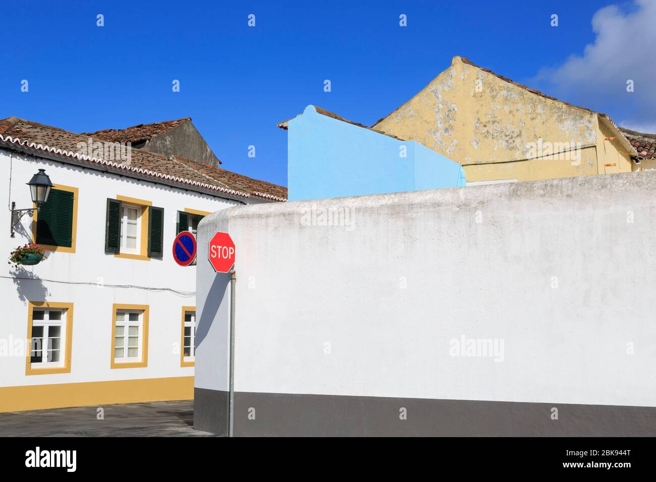 Architecture on Rua East Providence, Ribeira Grande, Sao Miguel Island, Azores, Portugal, Europe