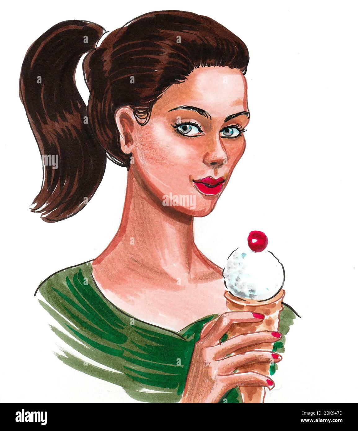 Pretty Girl Eating Ice Cream Ink And Watercolor Drawing Stock Photo Alamy Pretty Girl Eating Ice Cream Ink And Watercolor Drawing Stock Photo Alamy