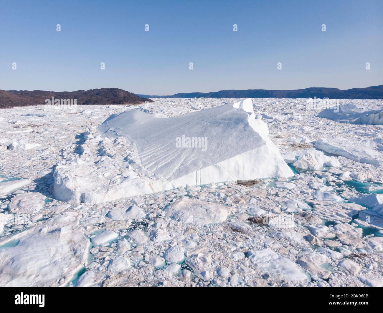 Aerial view of iceberg in Ilulissat Ice fjord, Greenland Stock Photo