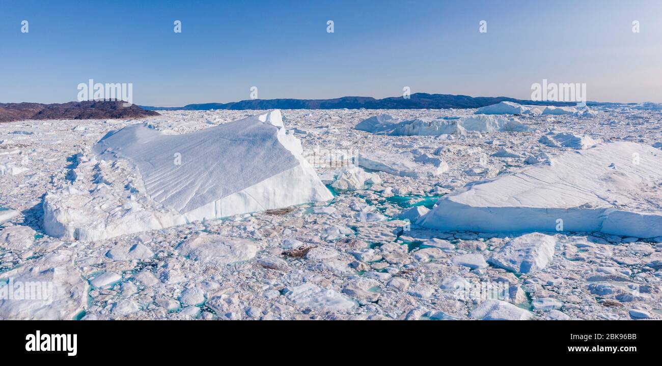 Ilulissat Icefjord panorama, Greenland Stock Photo