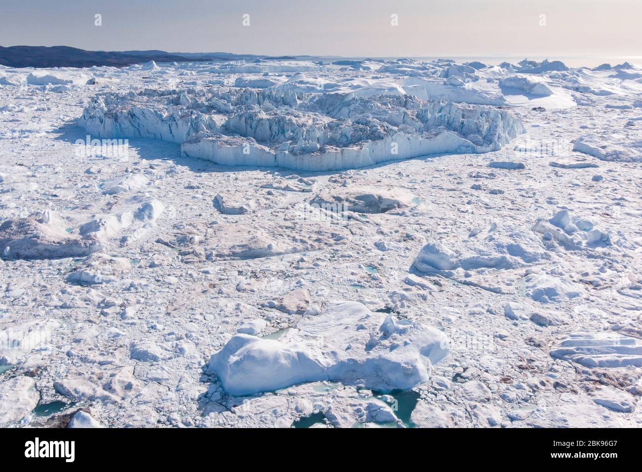 Aerial view of Ilulissat Icefjord, Greenland Stock Photo