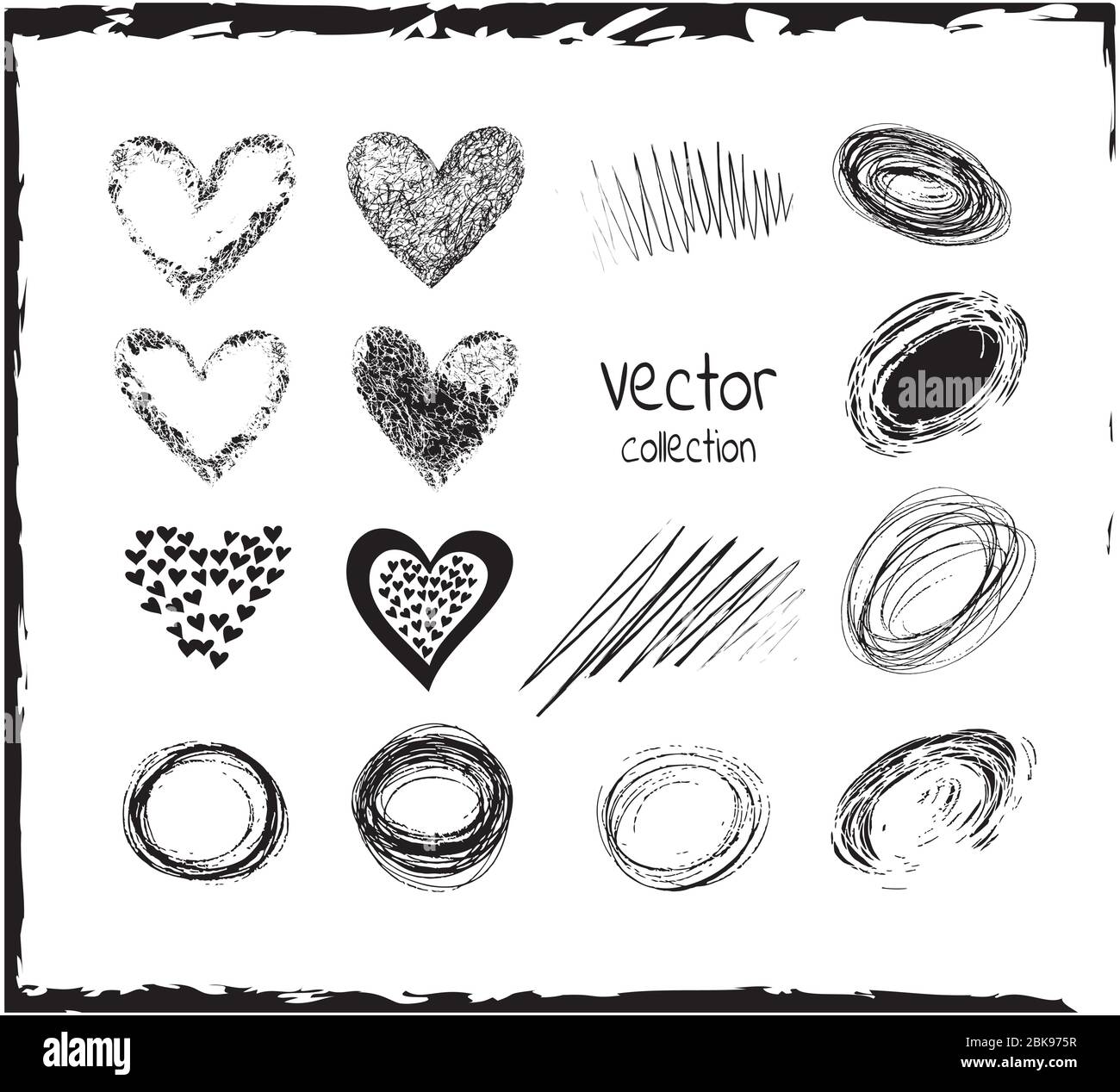 Vector black hearts icons set on white background Stock Vector Image ...