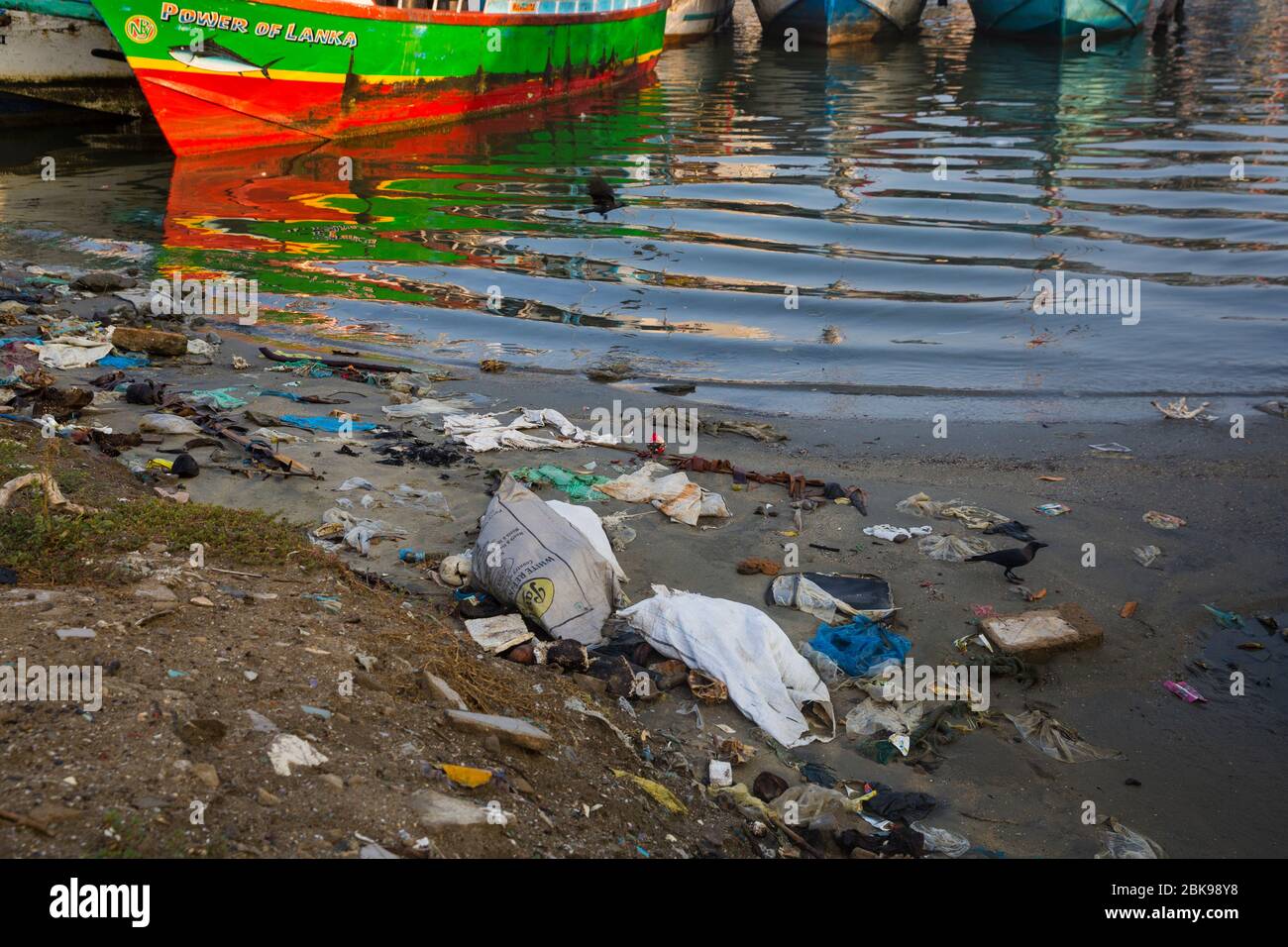 Massive plastic pollution on Negombo Lagoon at Negombo, Sri Lanka Stock