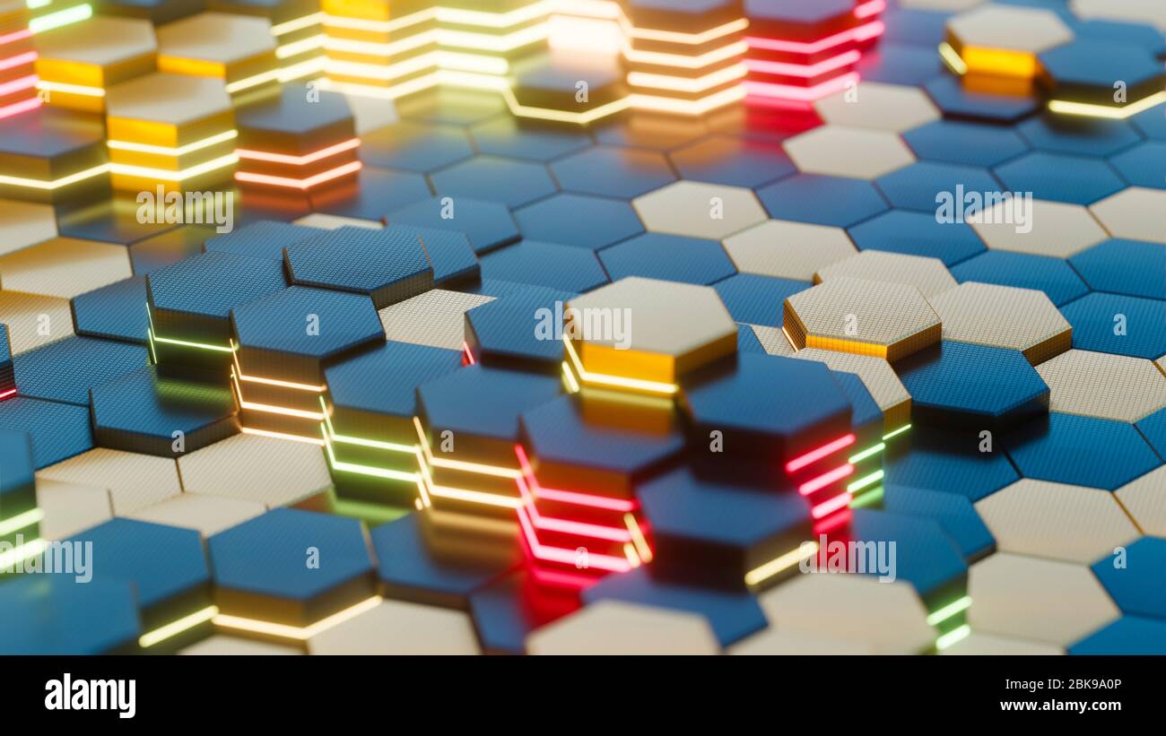 Abstract high technology vector colorful hexagon background. Stock Photo