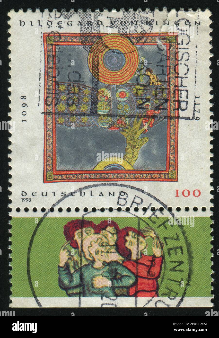 GERMANY- CIRCA 1998: stamp printed by Germany, shows Hildegard von Bingen, Christian Mystic, circa 1998. Stock Photo