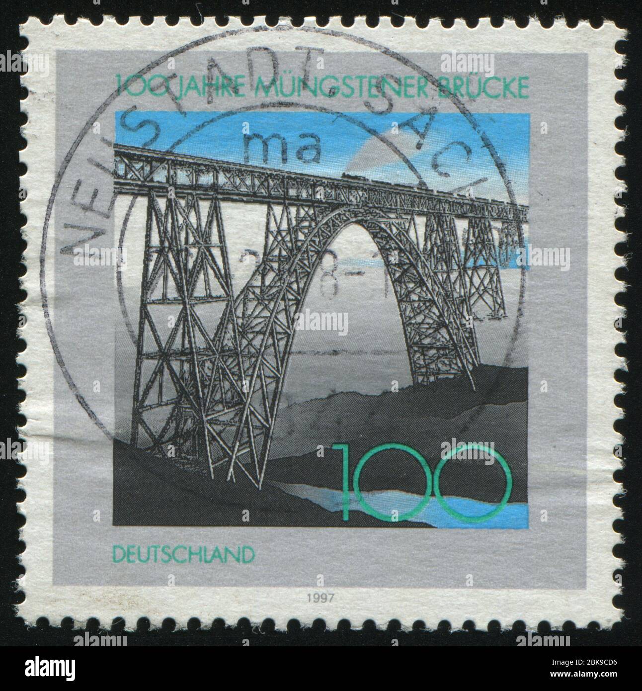GERMANY- CIRCA 1997: stamp printed by Germany, shows Mungsten Bridge, circa 1997 Stock Photo