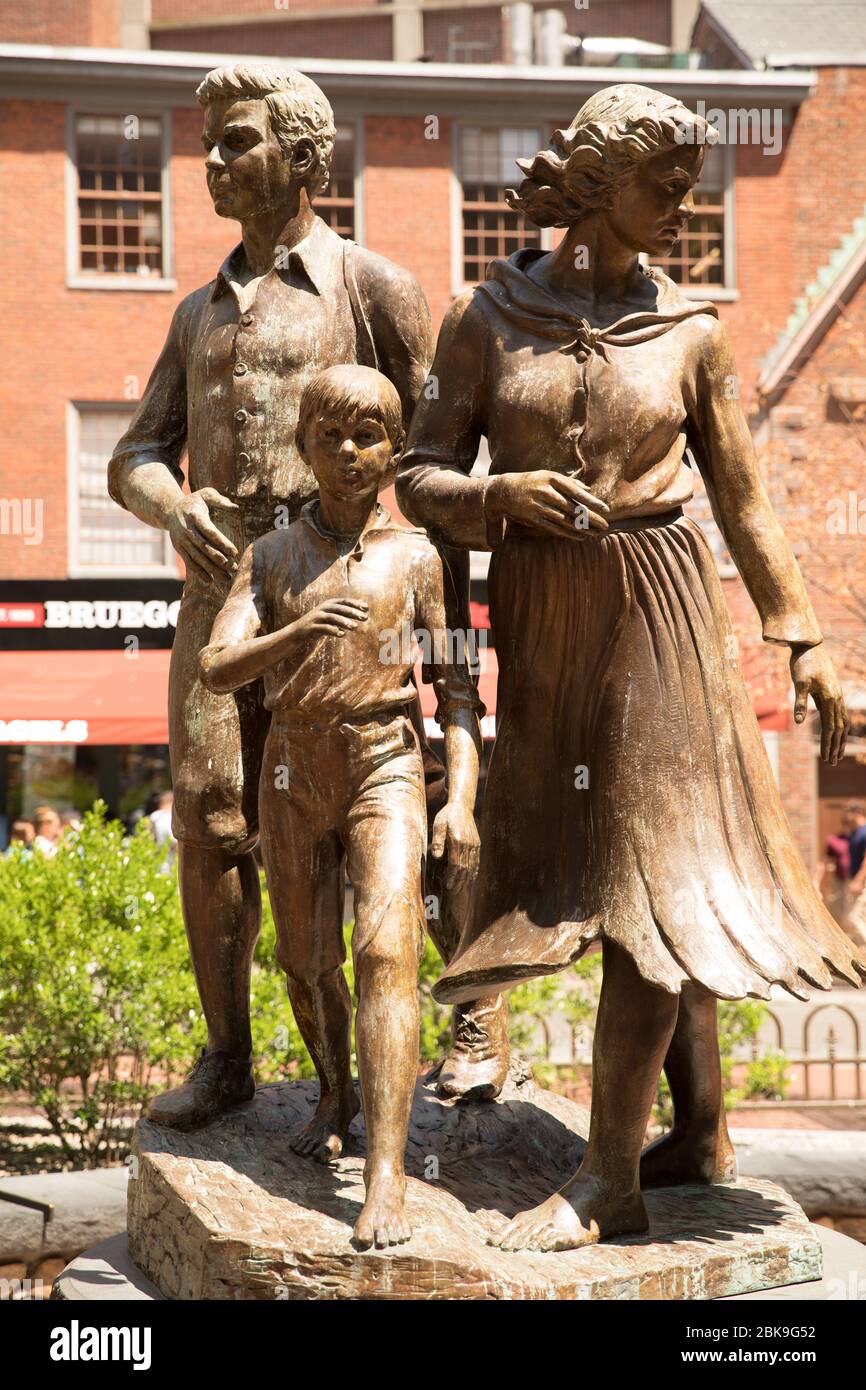 Boston, Massachusetts, US-July 13th, 2018:Irish Famine Memorial on the Freedom Trail. Stock Photo