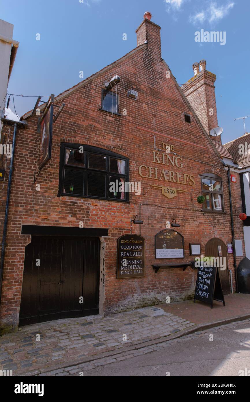 Poole, Dorset,UK-April, 26,2018:The King Charles Inn is one one the oldest pubs in Poole. The New Inn and became a public house circa 1770. The buildi Stock Photo