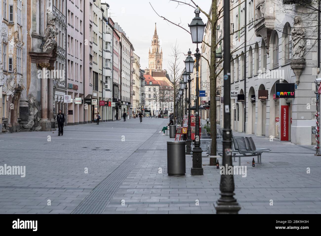 Sendlinger Strasse in corona times, closed shops, Munich, Upper Bavaria, Germany Stock Photo