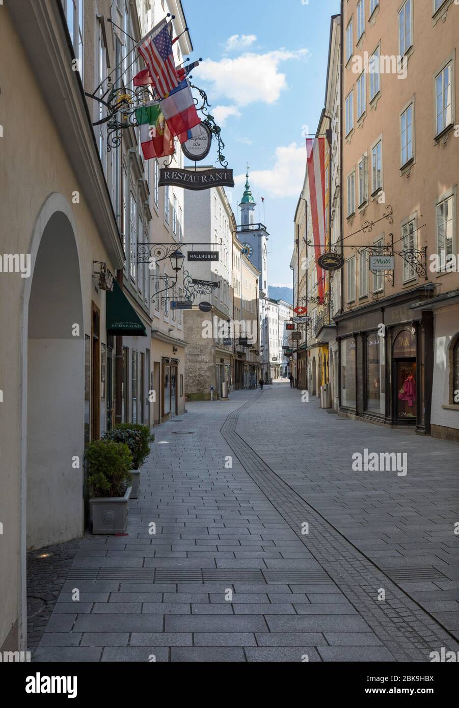 Vacant lots due to the coronavirus pandemic, Getreidegasse, Salzburg, Austria Stock Photo