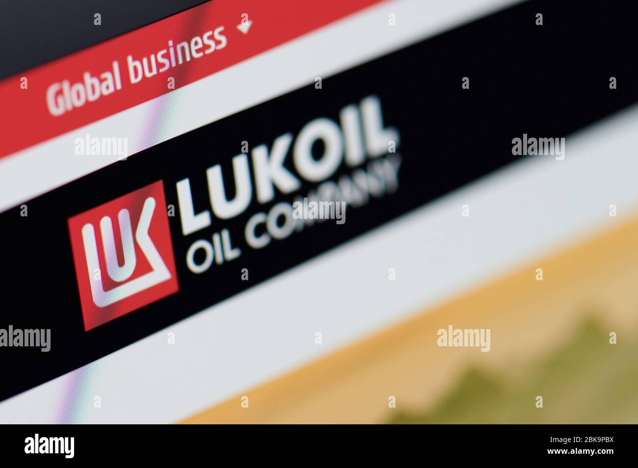 New-York , USA - April 29 , 2020: Lukoil home web page close up view on laptop screen Stock Photo