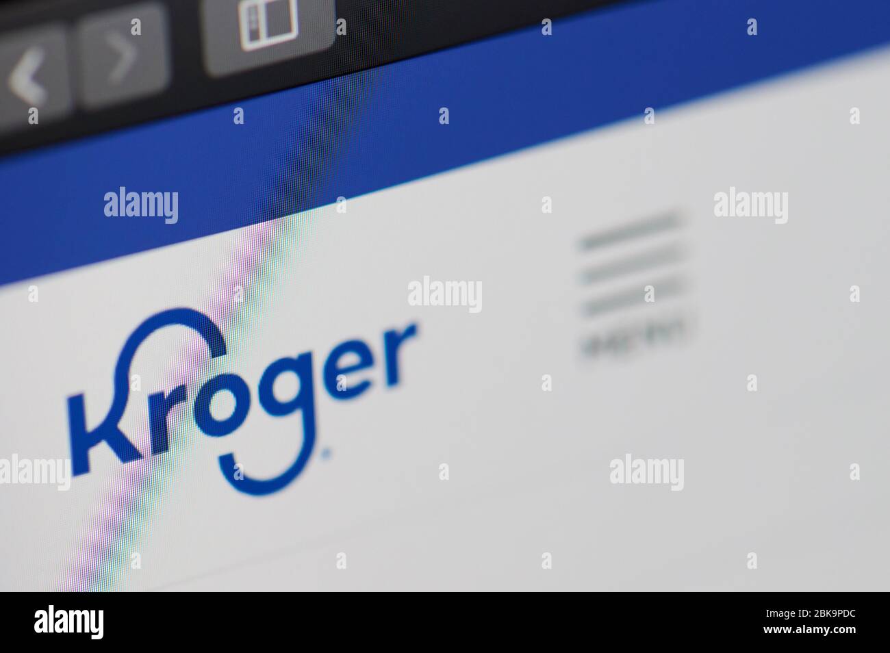 New-York , USA - April 29 , 2020: Kroger home web page close up view on laptop screen Stock Photo
