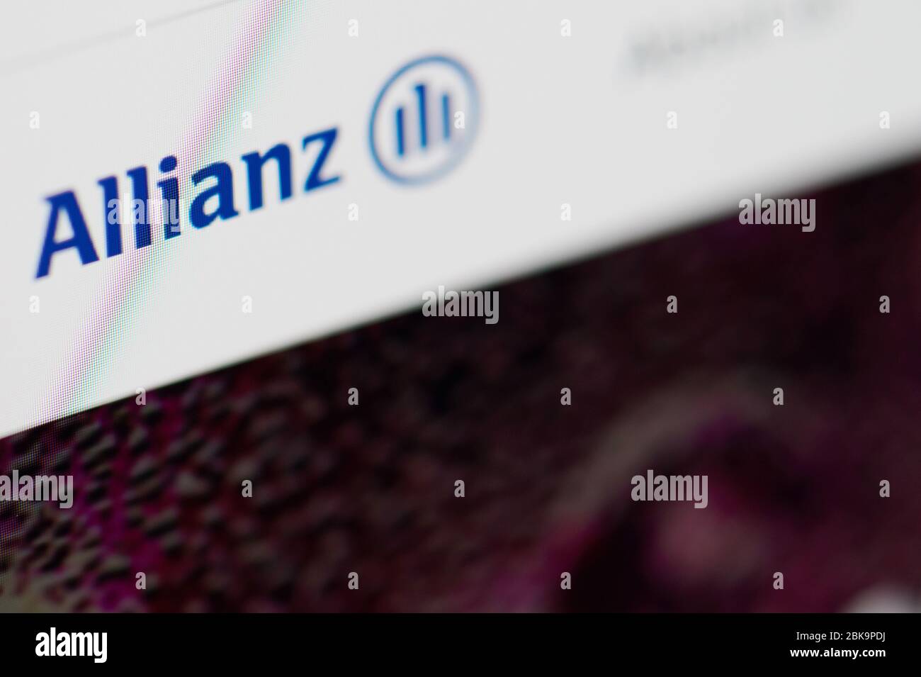 New-York , USA - April 29 , 2020: Allianz home web page close up view on laptop screen Stock Photo