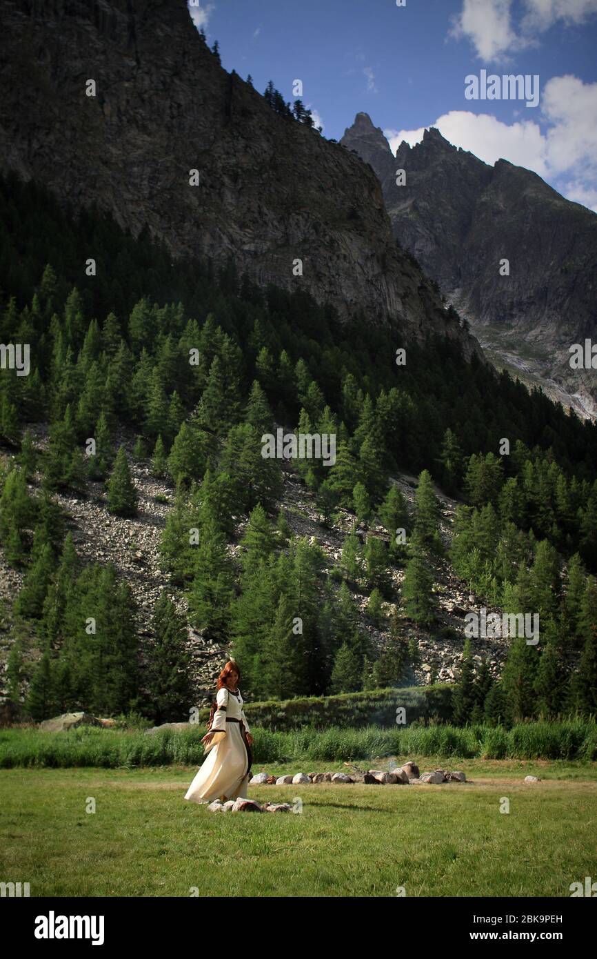 Celtica Valle d'Aosta 2017 - International Festival of Celtic Art, Music and Culture - Peuterey woods, Courmayeur and Pré-Saint-Didier - Italy Stock Photo