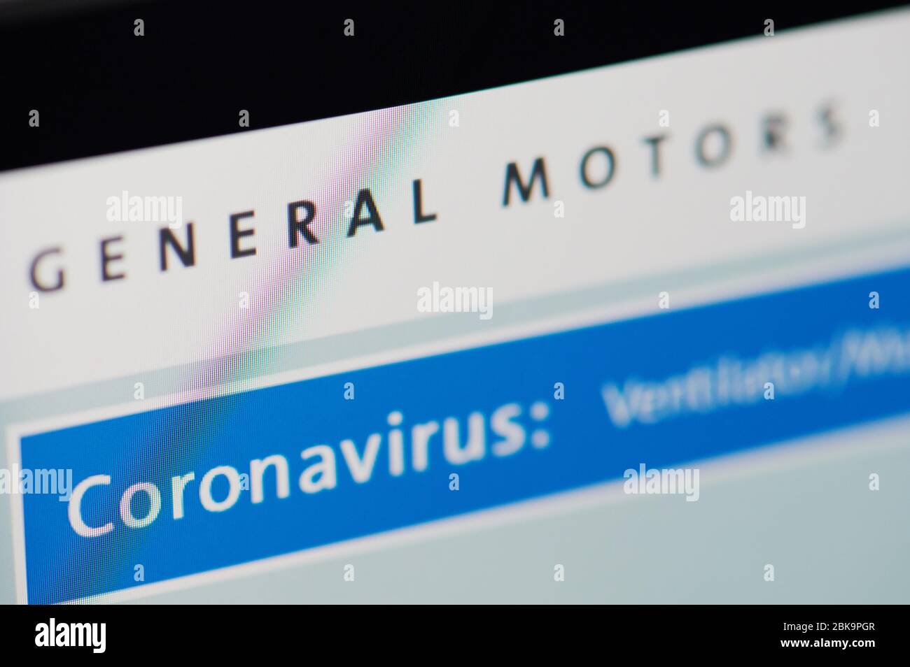 New-York , USA - April 29 , 2020:General Motors home web page close up view on laptop screen Stock Photo