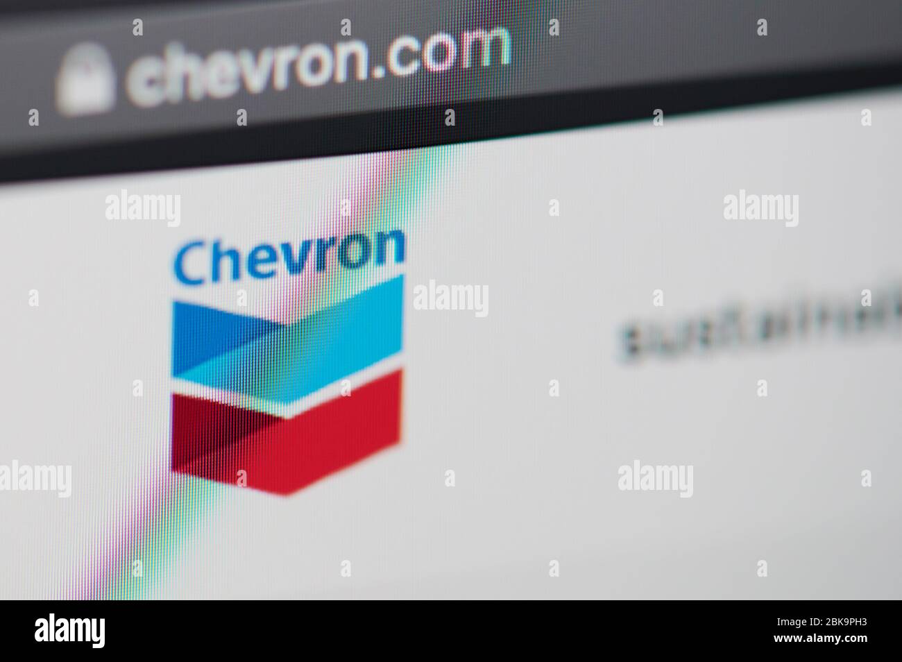 New-York , USA - April 29 , 2020: Chevron home web page close up view on laptop screen Stock Photo