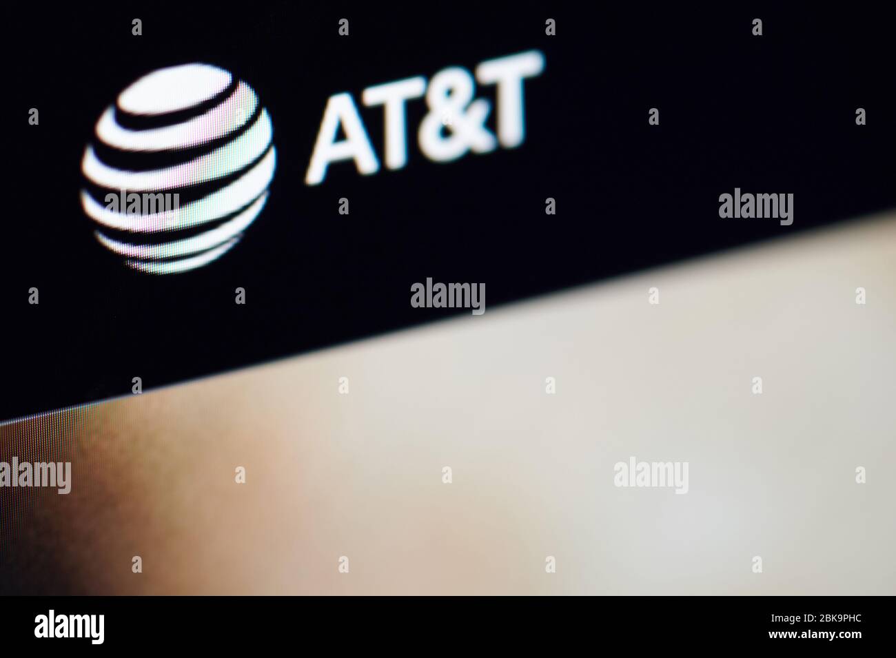 New-York , USA - April 29 , 2020:AT&T  home web page close up view on laptop screen Stock Photo