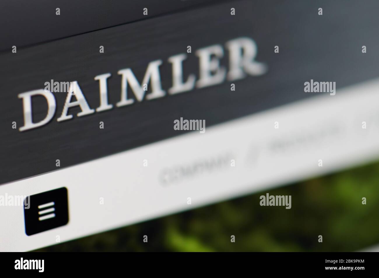 New-York , USA - April 29 , 2020: Daimler home web page close up view on laptop screen Stock Photo