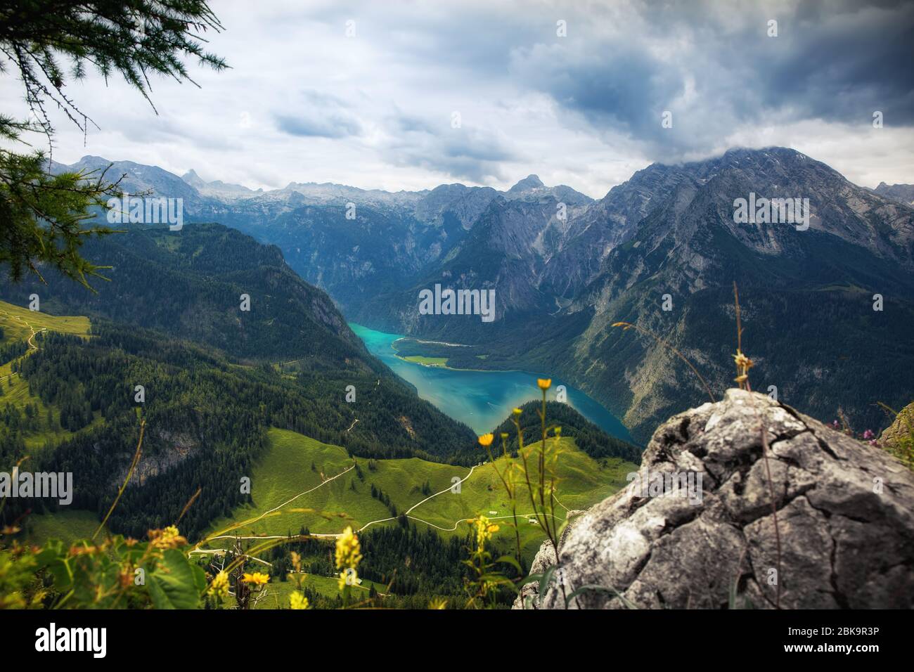 View to the Lake Koenigsee at the Berchtesgadener Land Stock Photo