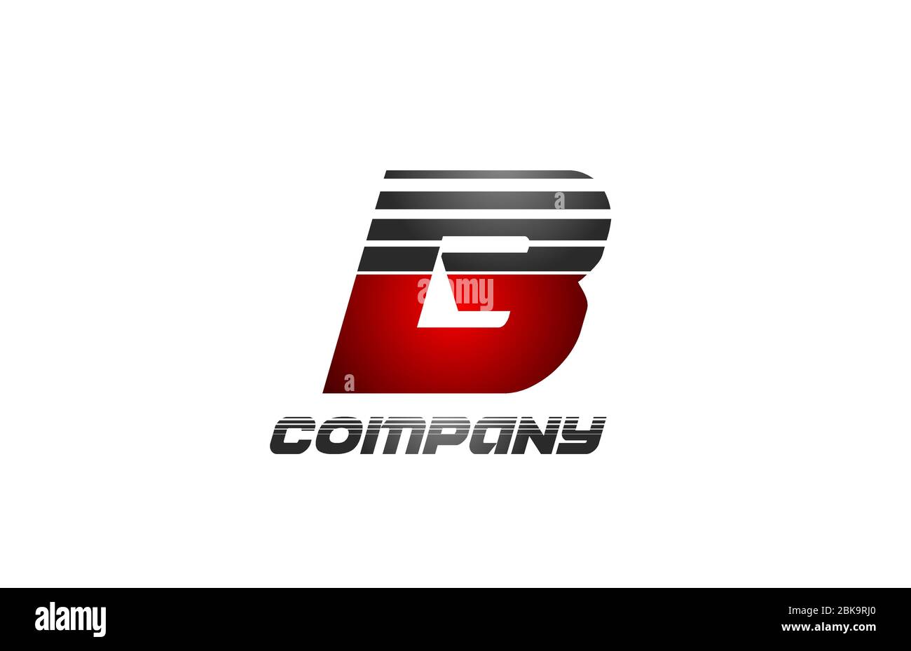 B alphabet letter logo icon design in red grey gradient color for ...