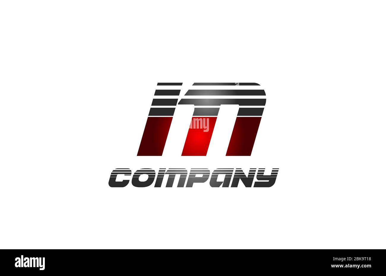 M alphabet letter logo icon design in red grey gradient color for ...