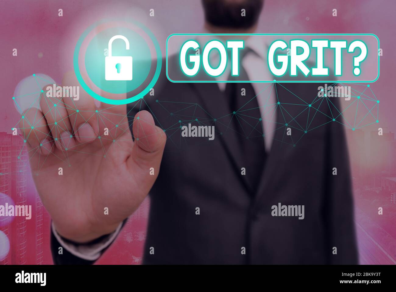 Text sign showing Got Grit Question. Business photo showcasing A hardwork with perseverance towards the desired goal Stock Photo